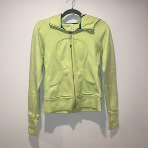 Fluorescent chartreuse fleece zip up jacket